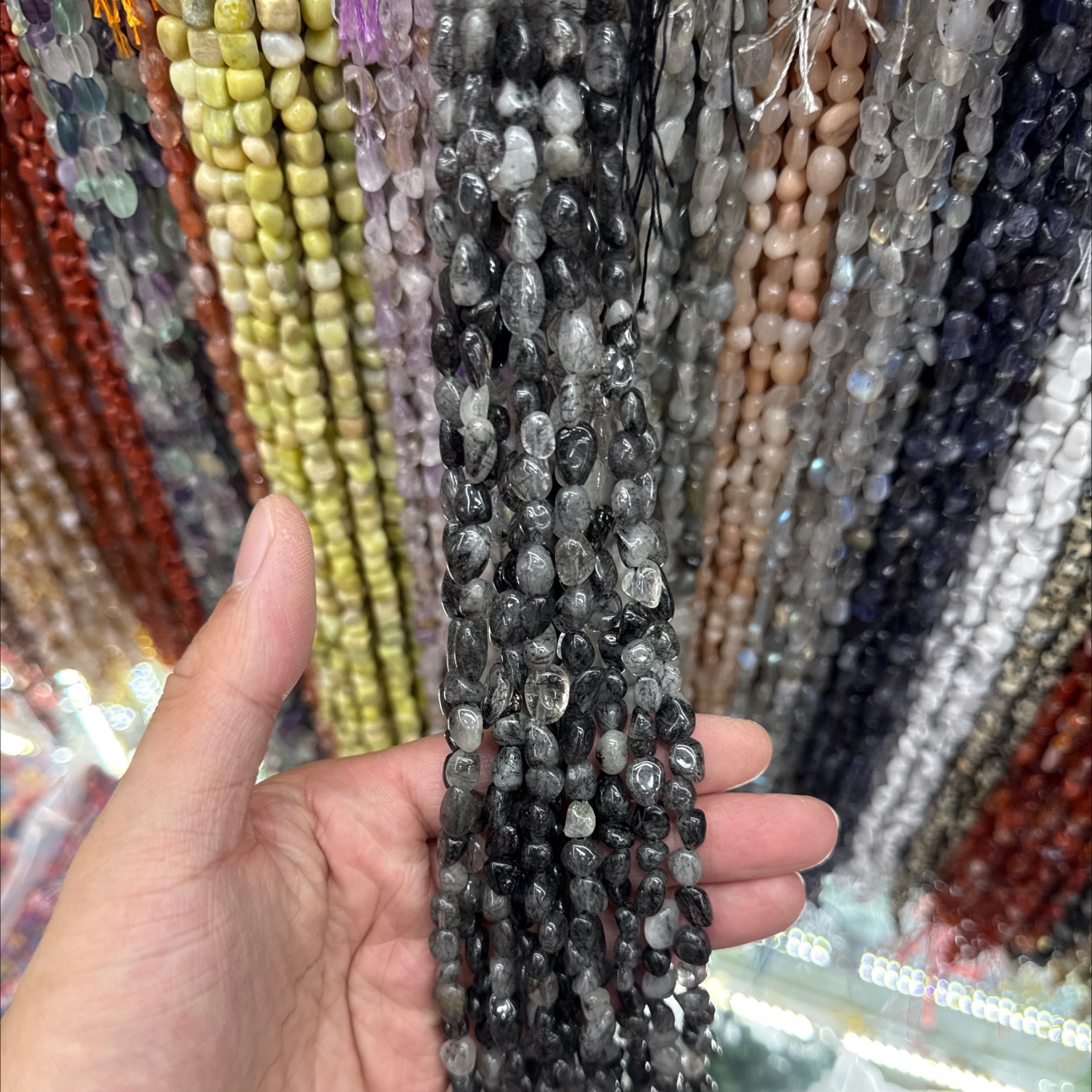 随形黑发晶DIY手链 独特设计 精美工艺 环保材料 手工制作 珠宝首饰