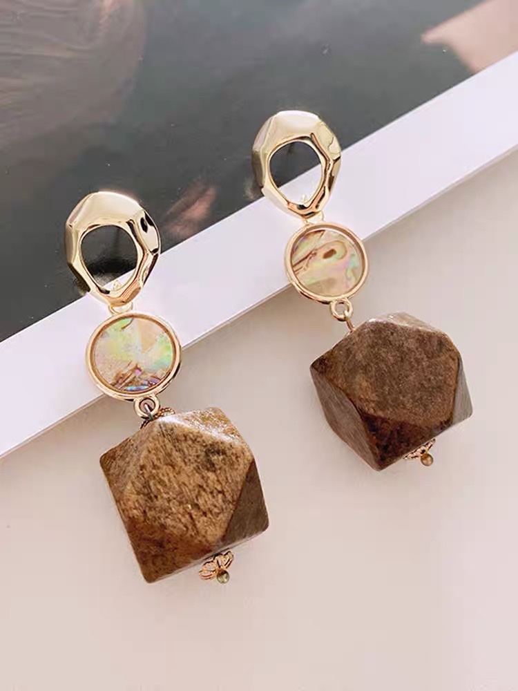 Korean version stylish, elegant and high-end shell ➕ original wood anti-allergy S925 silver needle