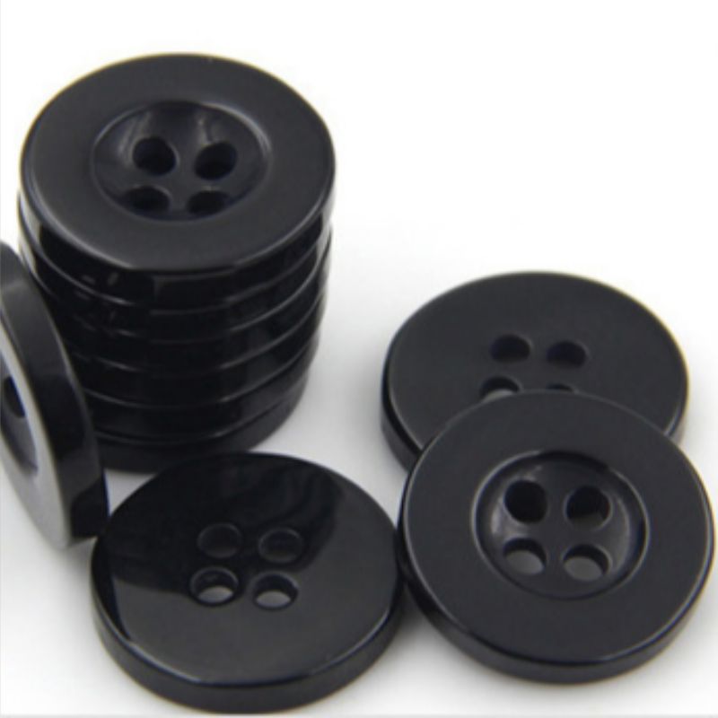 树脂纽扣环保黑白四眼宽边细边制服扣子二眼透明衬衫扣厂家直销