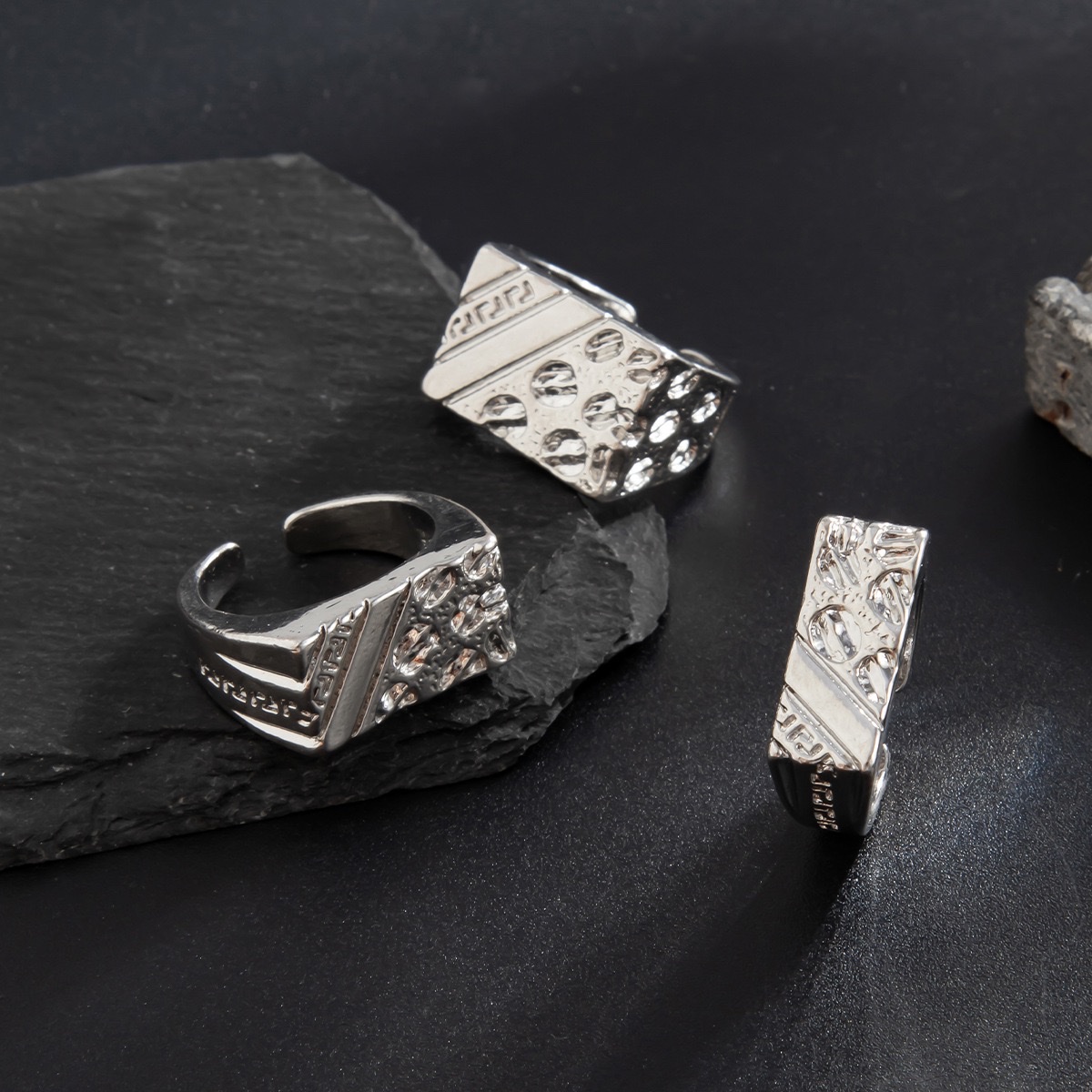 European and American style fashion ring S999 pure silver alloy oil drip design simple and individual accessory, a trendy alloy ring for both men and women detail image 3