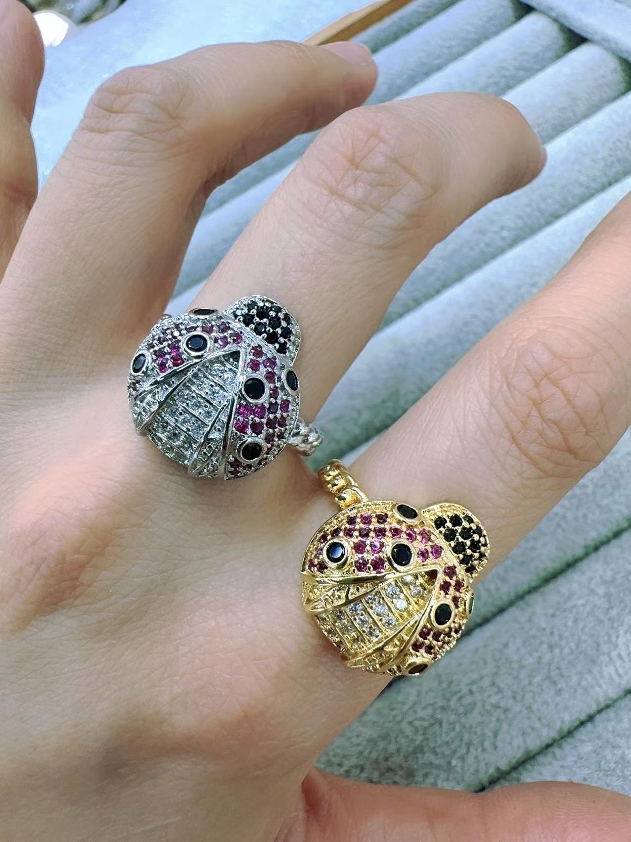 Nuevo anillo insecto bicolor lady seven star 🐞 ring Specification image