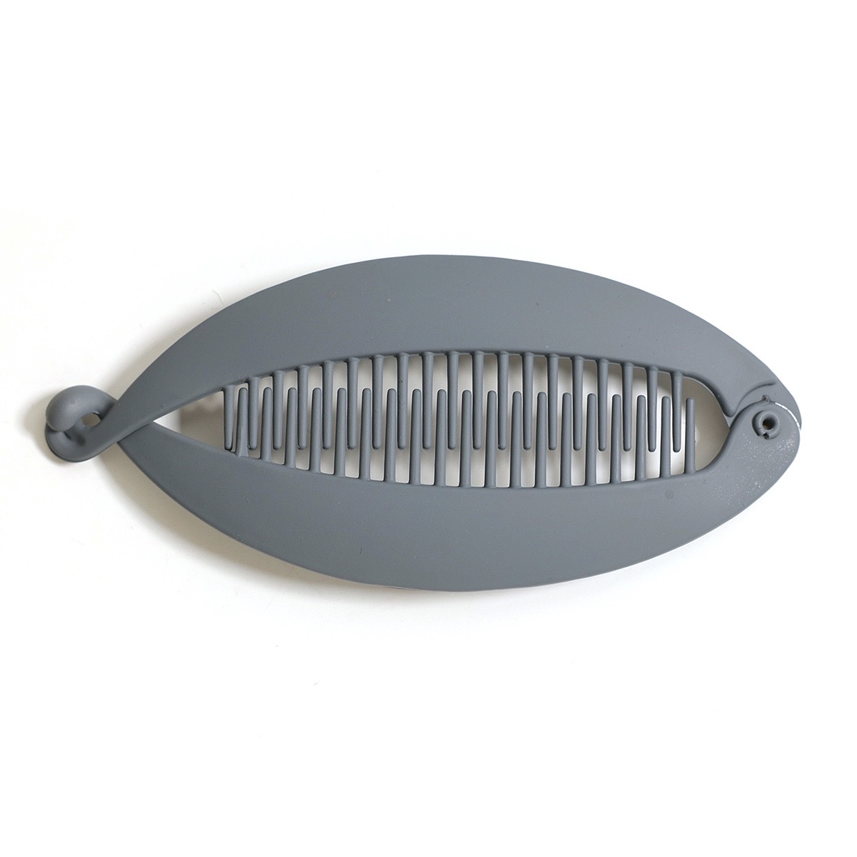 Simple and elegant, solid-color rubber paint fish-shaped, toothed, anti-slip ponytail hair clip, clasp flat hair clip headwear detail image 2