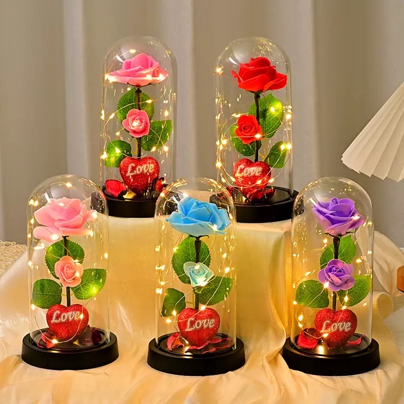 Glass-covered plastic flower figurine ornament Item Picture
