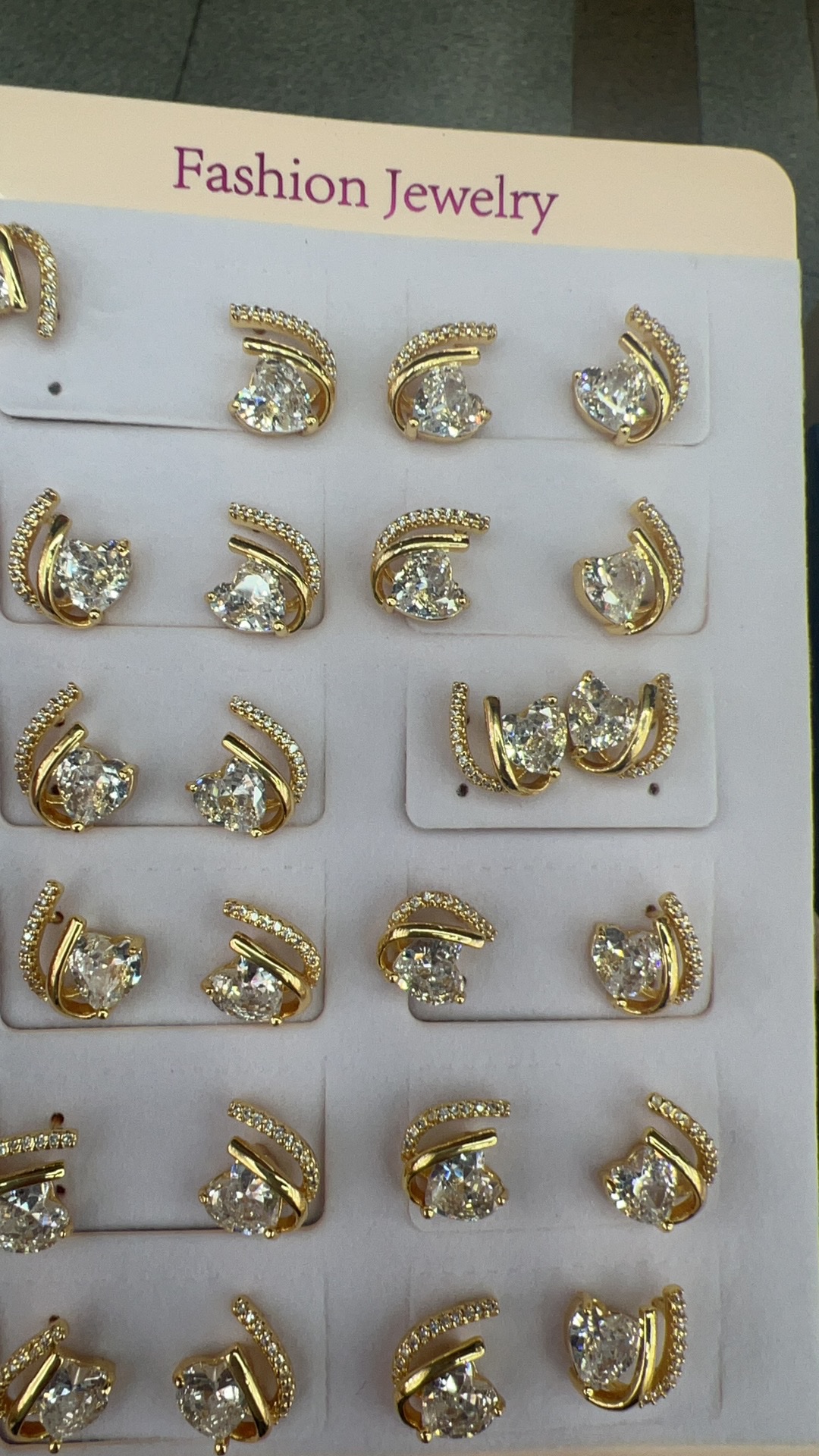 爱心形状真金银耳针，时尚简约耳饰女潮流百搭耳环，A1166珊珊饰品耳环