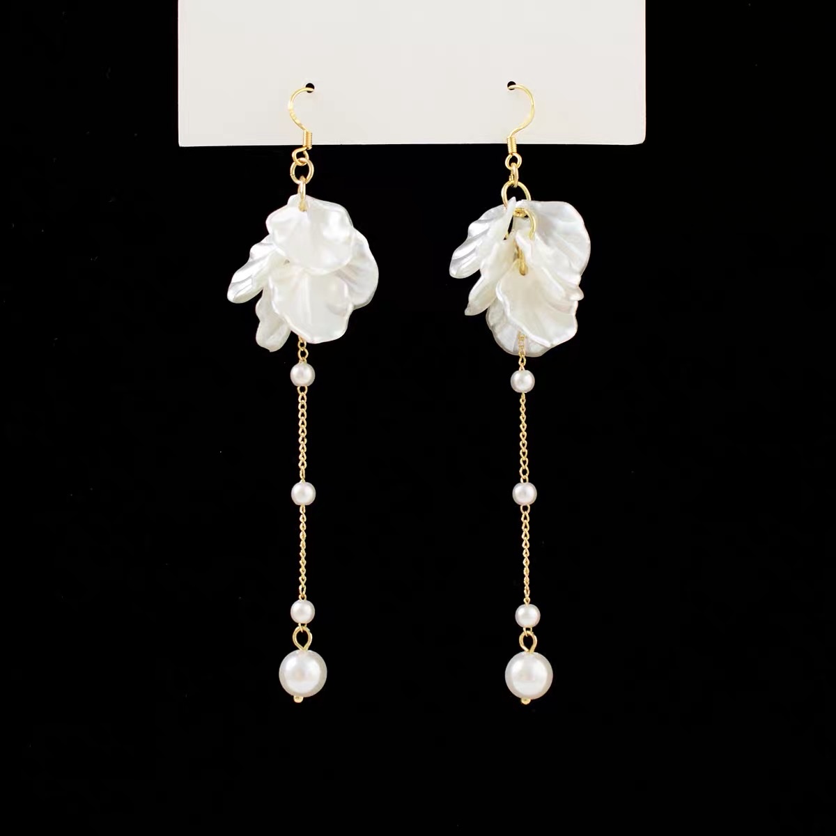 仙气长款贝壳珍珠流苏耳环时尚高级感简约珍珠无耳洞耳夹适合圆脸详情图4