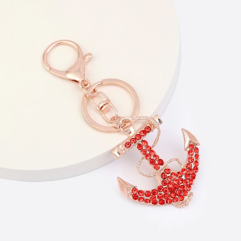 亚马逊跨境金属水钻船锚钥匙扣小挂件背包配饰饰品水晶钥匙链批发、厂家直销！饰品产品图