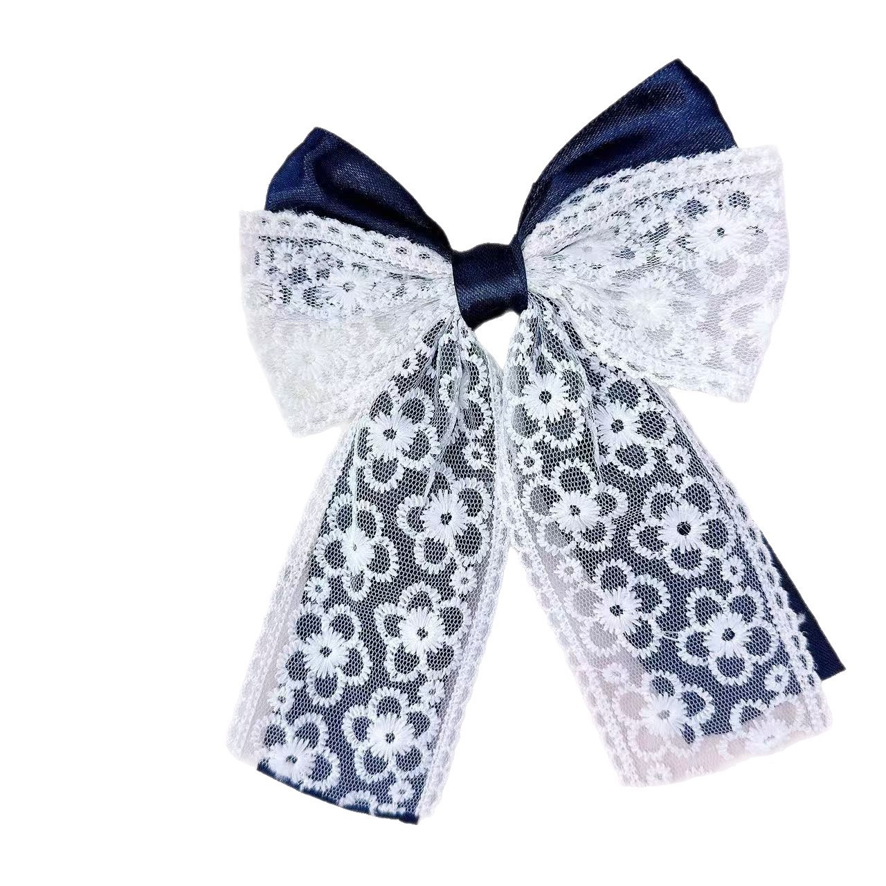 Korean-style lace bow hair clips, elegant and super fairy-like girl bow ribbon duckbill clips detail image 8