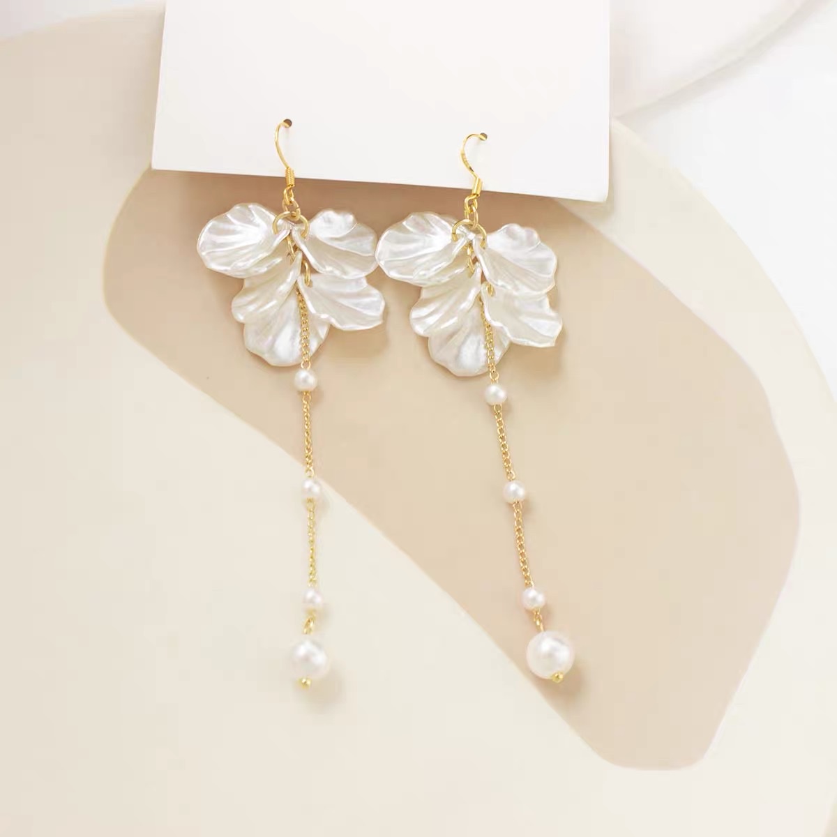 仙气长款贝壳珍珠流苏耳环时尚高级感简约珍珠无耳洞耳夹适合圆脸详情图3