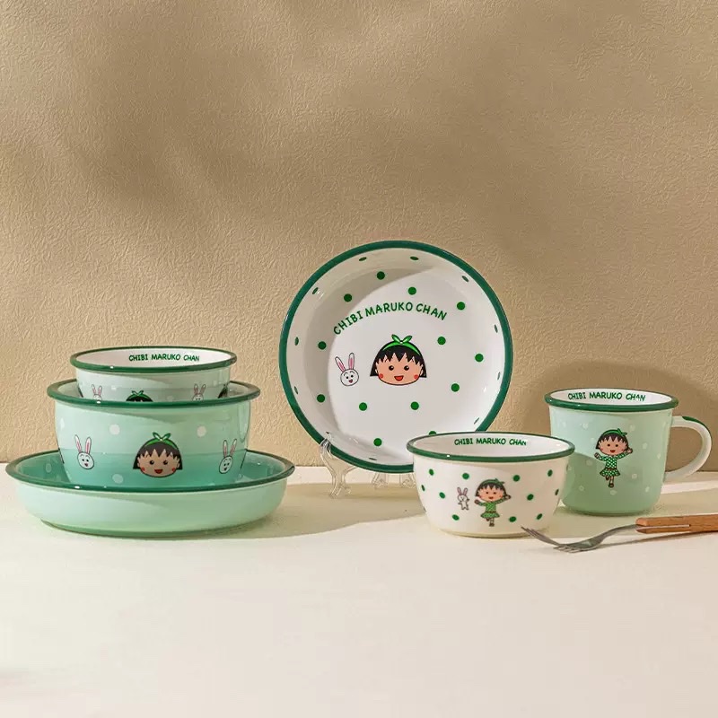 Sakura Maruko-chan Cute Tableware Set, Children's Tableware set, Creative Birthday Gift Box, Ceramic handicrafts, Ceramic gifts, Ceramic children's gifts Item Picture
