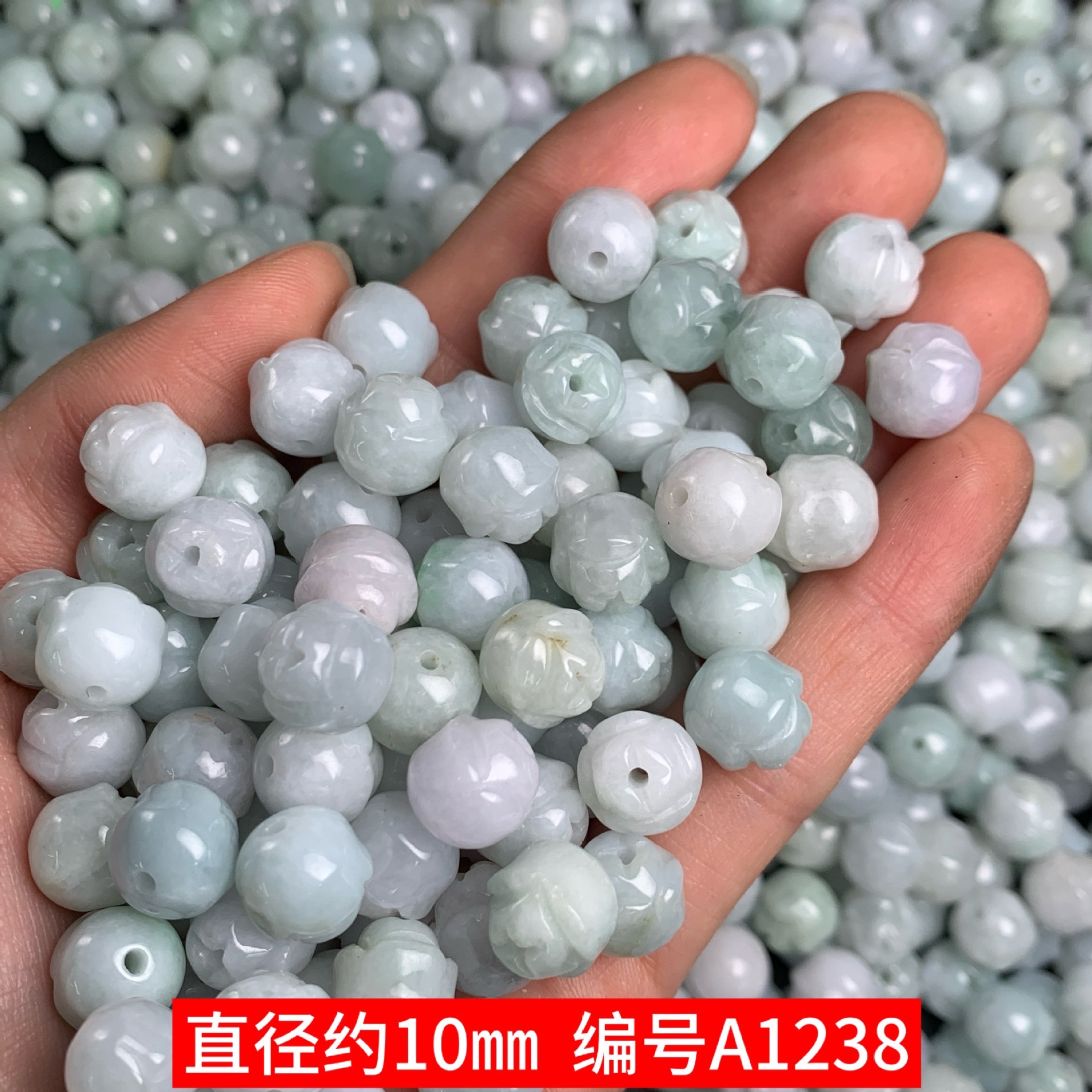 Natural jade lotus beads 10mm, natural stone Item Picture