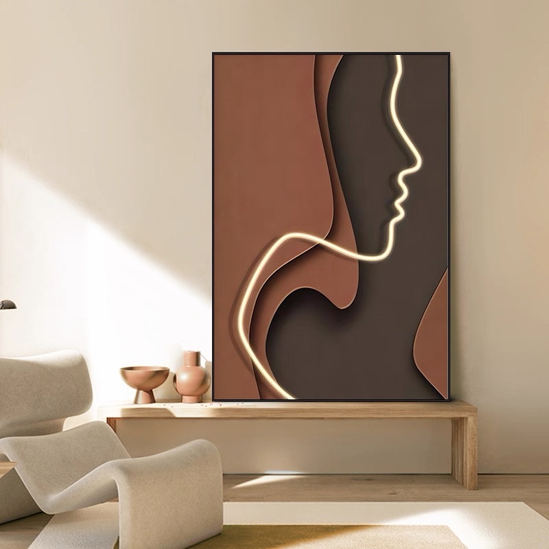 纯手绘油画墙面装饰画数字油画客厅背景墙挂画艺术品现代简约风格装饰画