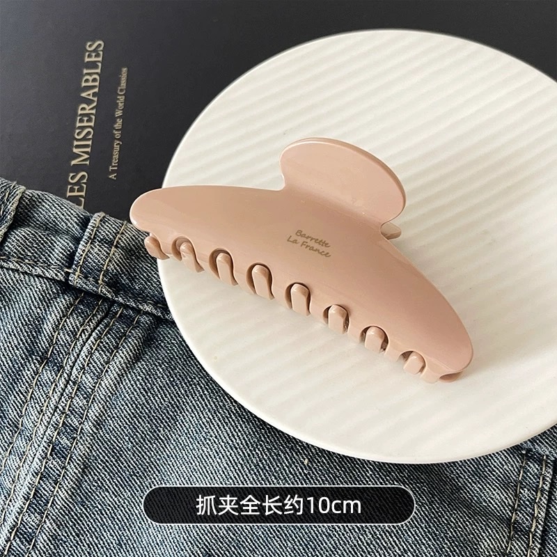 Korean high-end chocolate milk tea-colored acetate grab, Maillard French large shark grab hair accessory for women detail image 7