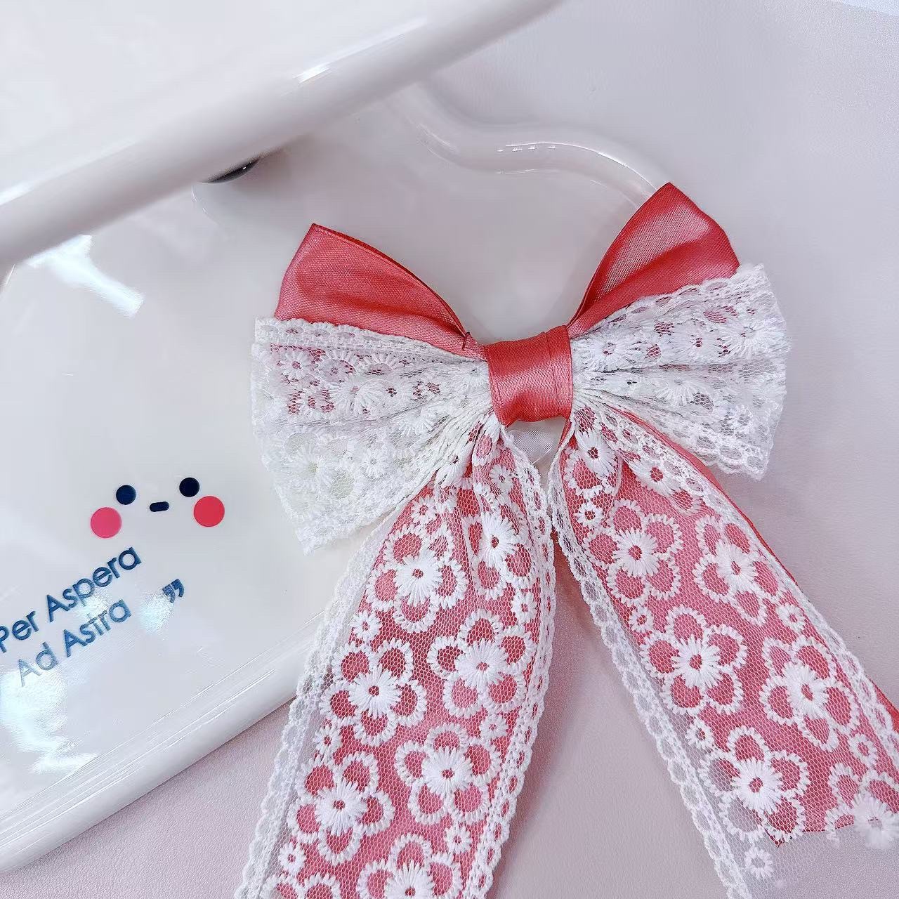 Korean-style lace bow hair clips, elegant and super fairy-like girl bow ribbon duckbill clips detail image 5