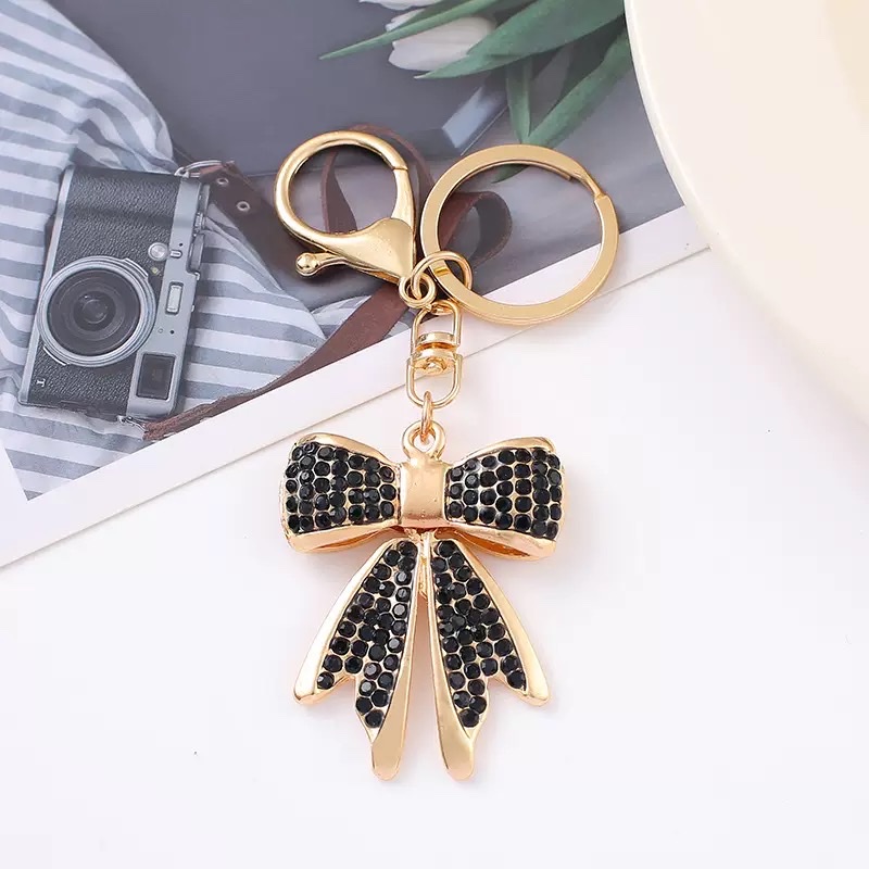 创意礼品满钻蝴蝶结汽车钥匙扣挂件锌合金水晶女士包包钥匙圈饰品饰品详情图2