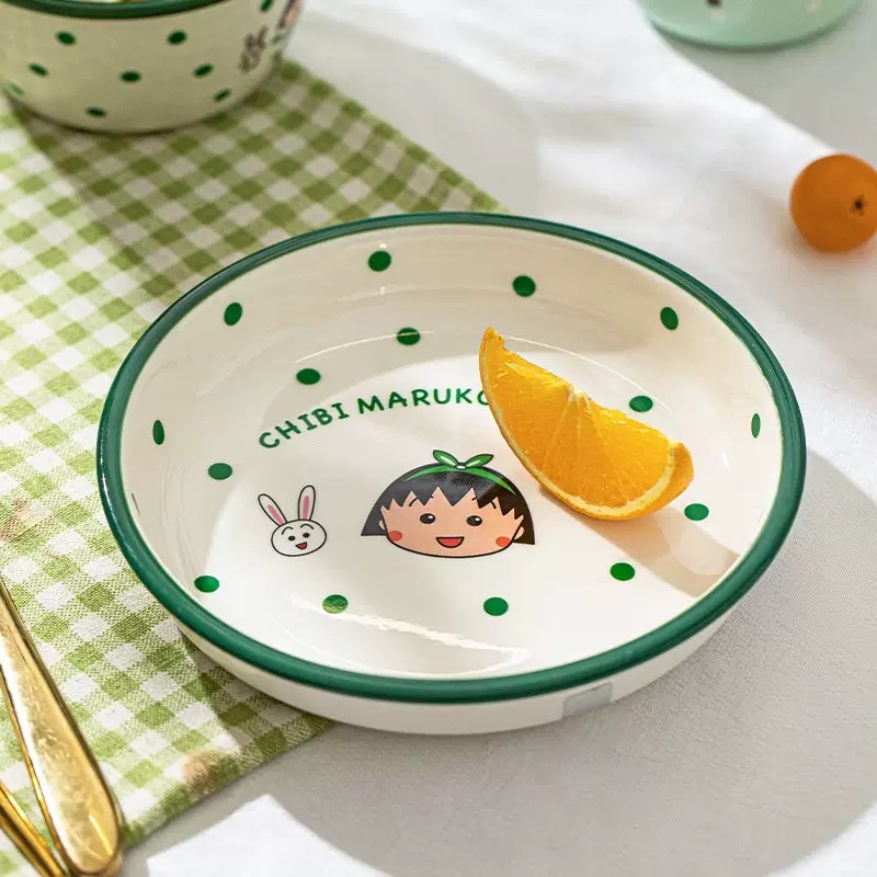 Sakura Maruko-chan Cute Tableware Set, Children's Tableware set, Creative Birthday Gift Box, Ceramic handicrafts, Ceramic gifts, Ceramic children's gifts details Picture