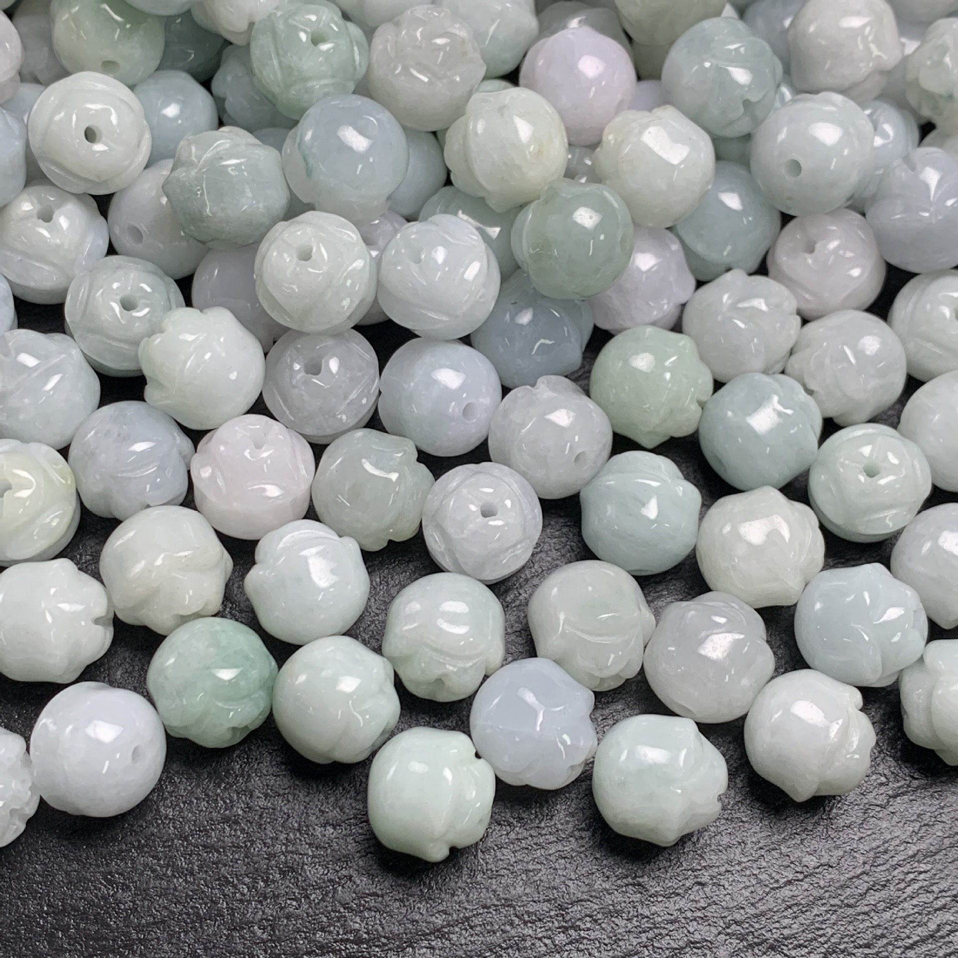 Natural jade lotus beads 10mm, natural stone details Picture