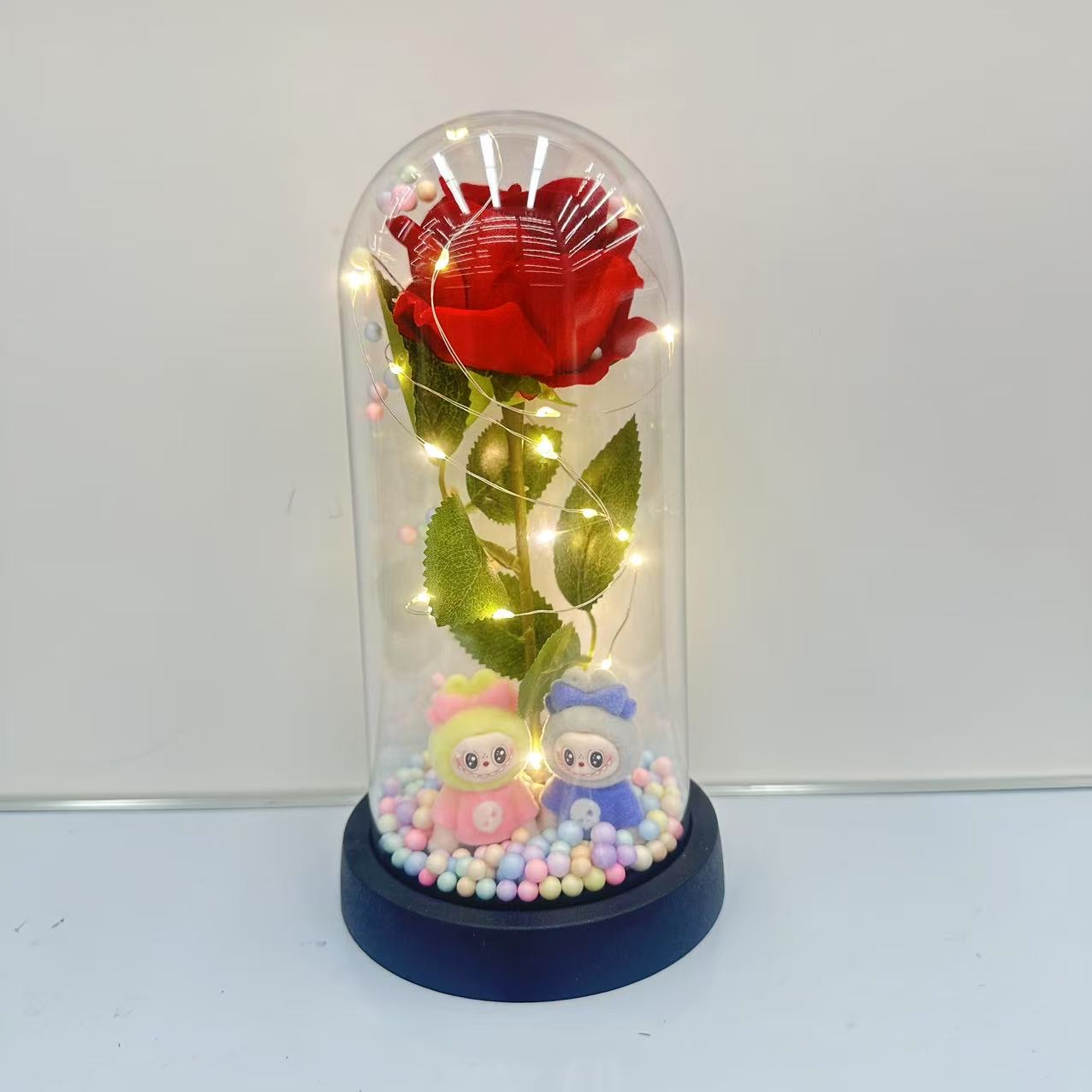 Glass-covered plastic flower figurine ornament details Picture