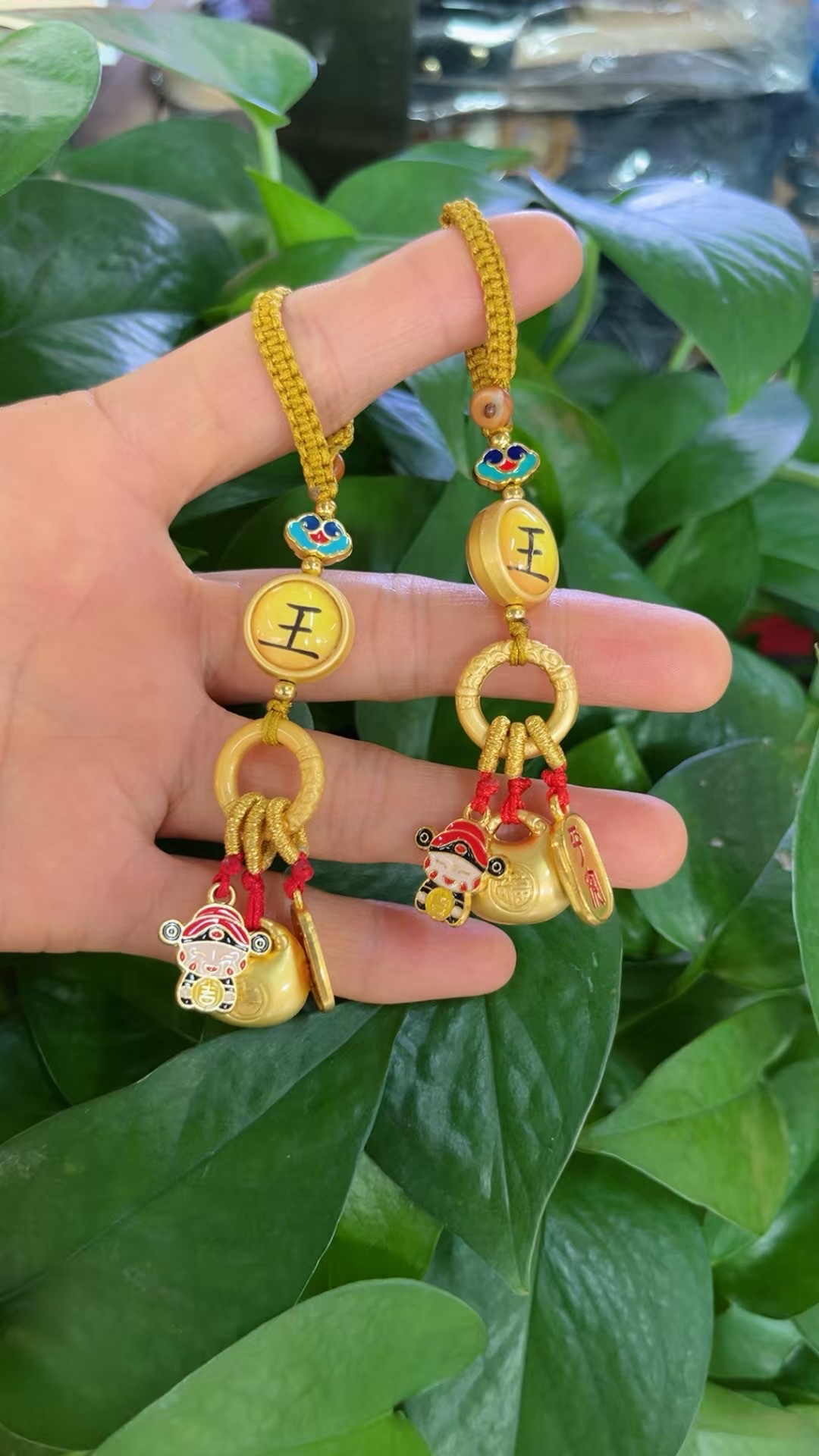 古法金钥匙扣 古法金 金属 幸福满满 好运连连工艺品