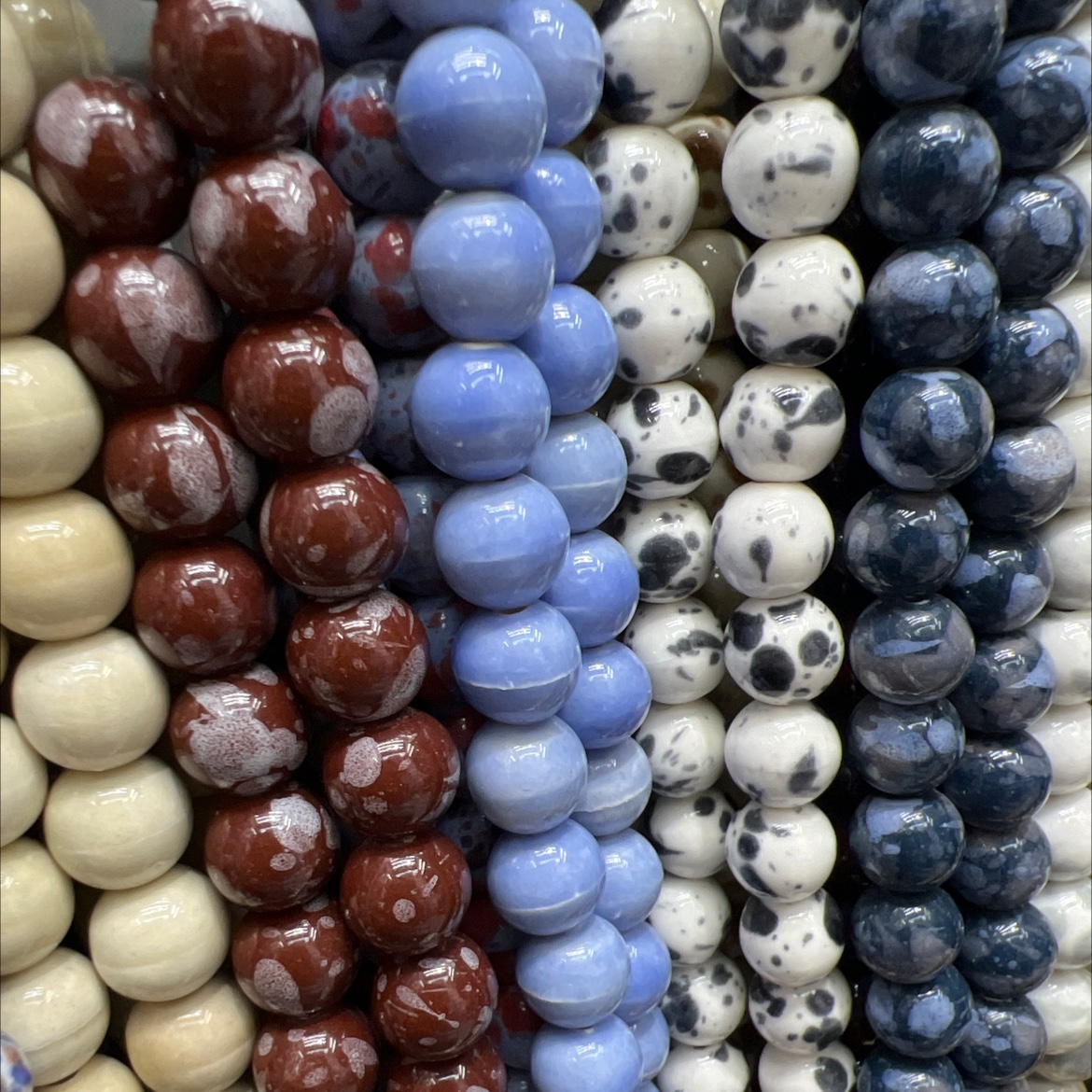 厂家直销网红陶瓷圆珠异形珠花色珠子手链项链DIY细节图