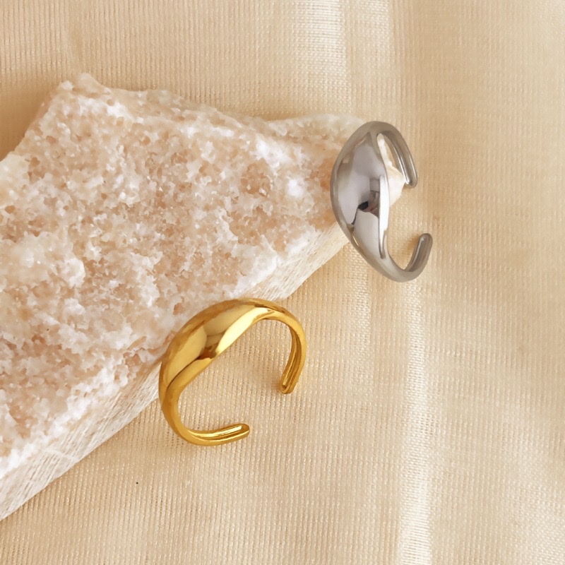 欧美跨境尾戒不掉色简约光面18k金不锈钢戒指时尚小众设计感饰品戒指详情图4