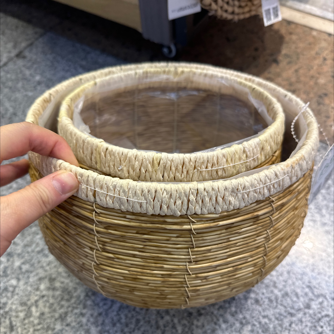 竹编篮花篮仿真花装饰编织篮多功能家居摆件创意手工艺品