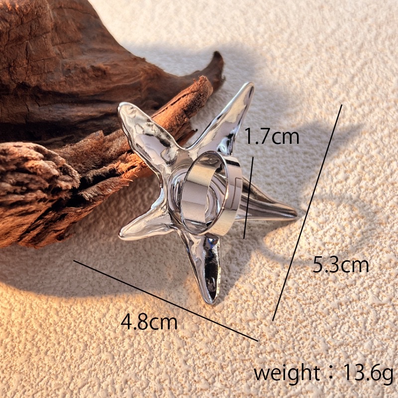 原创设计漩涡五角星戒指女轻奢高级设计感时尚撞色个性不锈钢饰品戒指详情图4