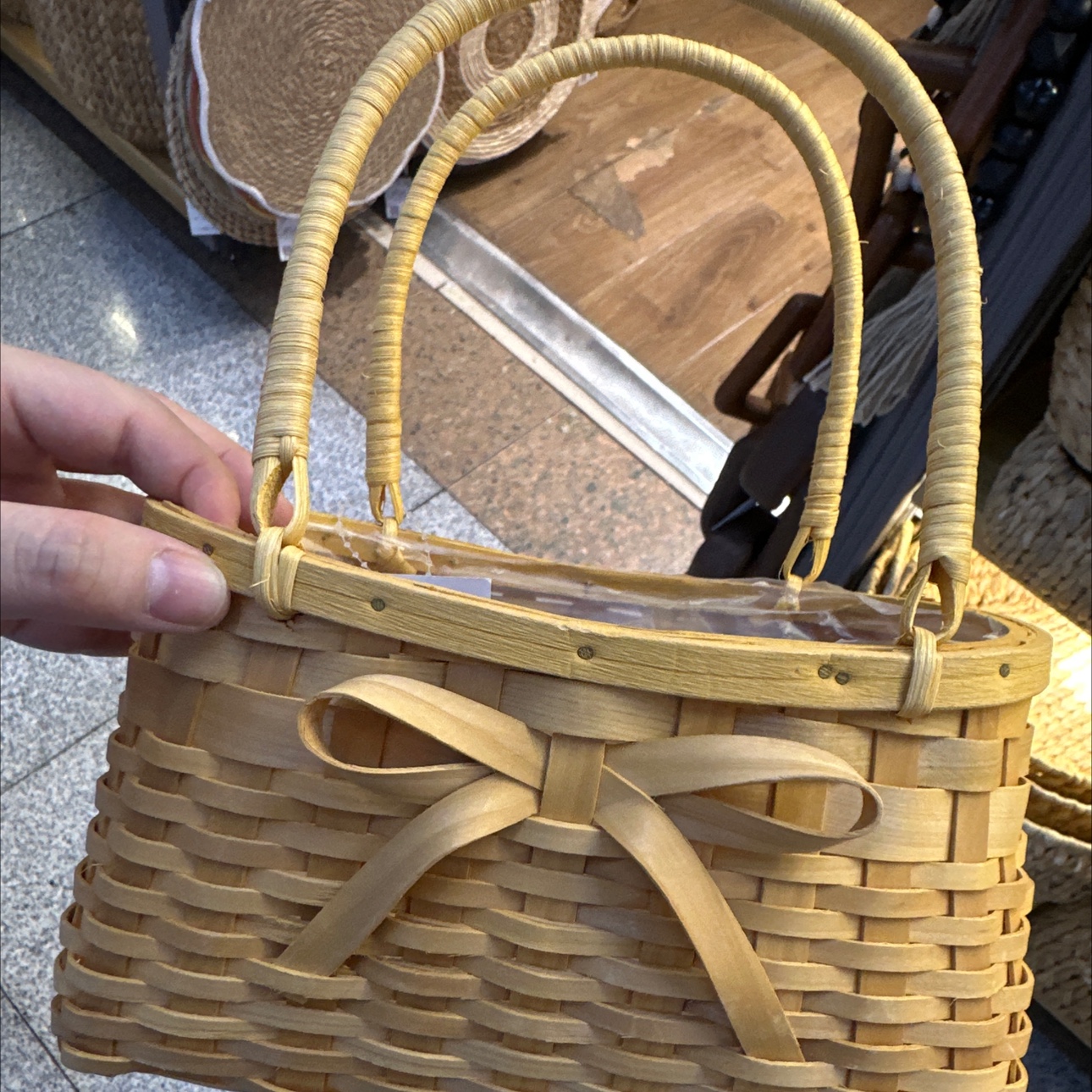 木片编织竹编篮花篮仿真花装饰编织篮多功能家居摆件创意手工艺品