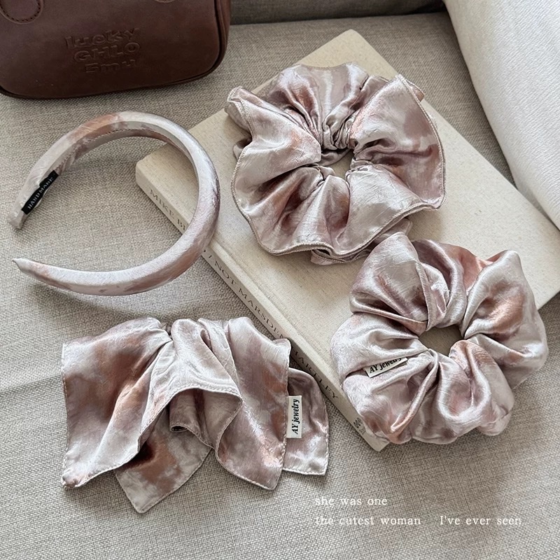French dyed satin square scarf large colon hair band for women, 2025, high-end feel, high top hair band, hair tie, hair tie, hair band, hair band