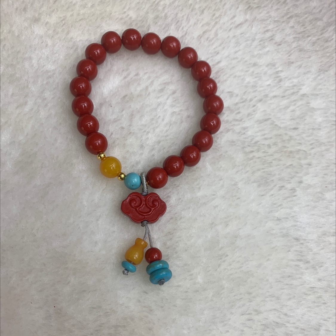 New Chinese-style cinnabar bracelet, auspicious cloud pendant, retro and simple purple gold sand bracelet, niche accessory, women's bracelet, jewelry bracelet details Picture