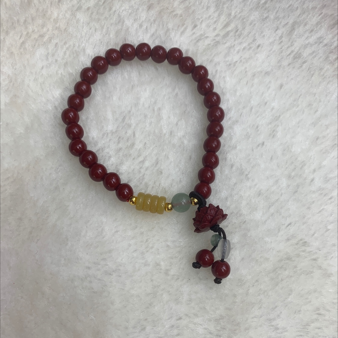 New Chinese-style cinnabar bracelet, lotus pendant, retro and simple purple gold sand bracelet, niche accessory, women's bracelet, jewelry bracelet Item Picture