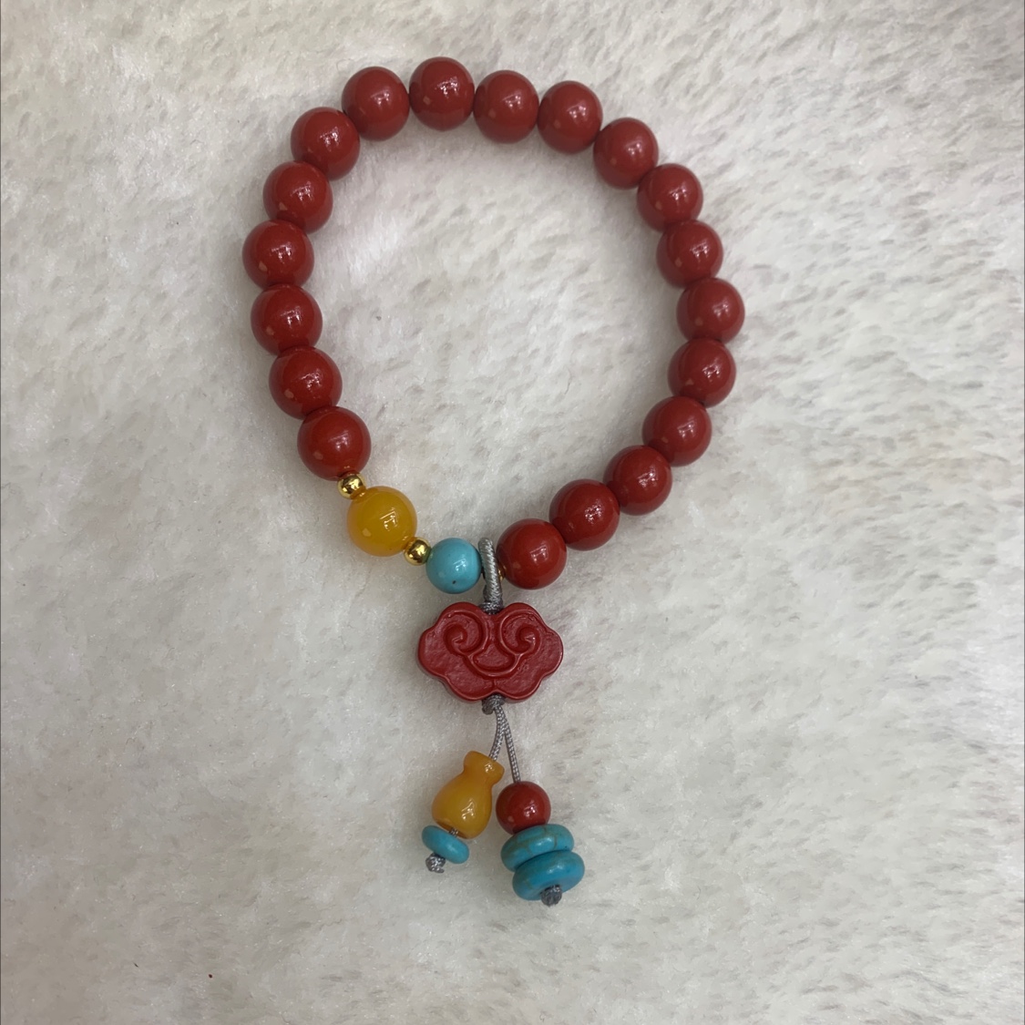 New Chinese-style cinnabar bracelet, auspicious cloud pendant, retro and simple purple gold sand bracelet, niche accessory, women's bracelet, jewelry bracelet