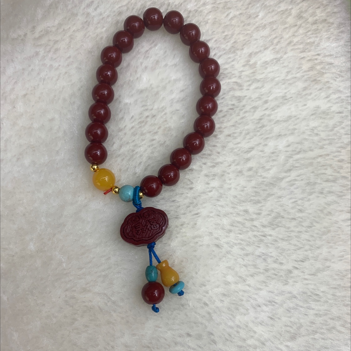 New Chinese-style cinnabar bracelet, peace and fortune pendant, retro and simple purple gold sand bracelet, niche accessory, women's bracelet, jewelry bracelet Item Picture