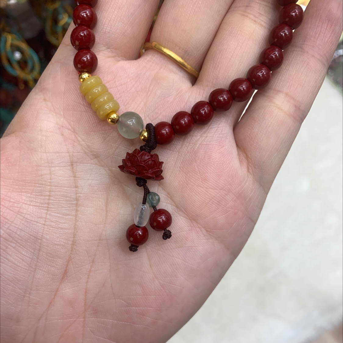 New Chinese-style cinnabar bracelet, lotus pendant, retro and simple purple gold sand bracelet, niche accessory, women's bracelet, jewelry bracelet Specification image