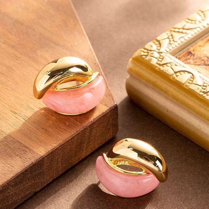 欧美跨境爆款时尚简约撞色个性几何耳钉女高级感气质百搭耳饰详情图3