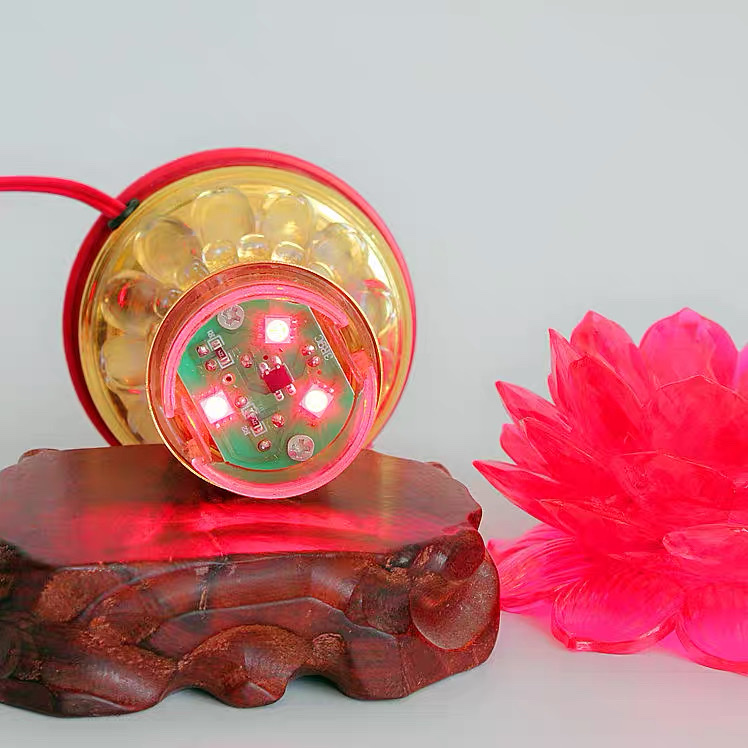 LED red crystal imitation lotus lamp, acrylic Buddha offering lamp, lotus lamp, household plug-in perpetual lamp, one offering lamp, front lamp, plug-in LED seven-color lotus lamp, Guanyin offering lamp, household perpetual lamp, offering lamp, color-changing offering table Application Scenario