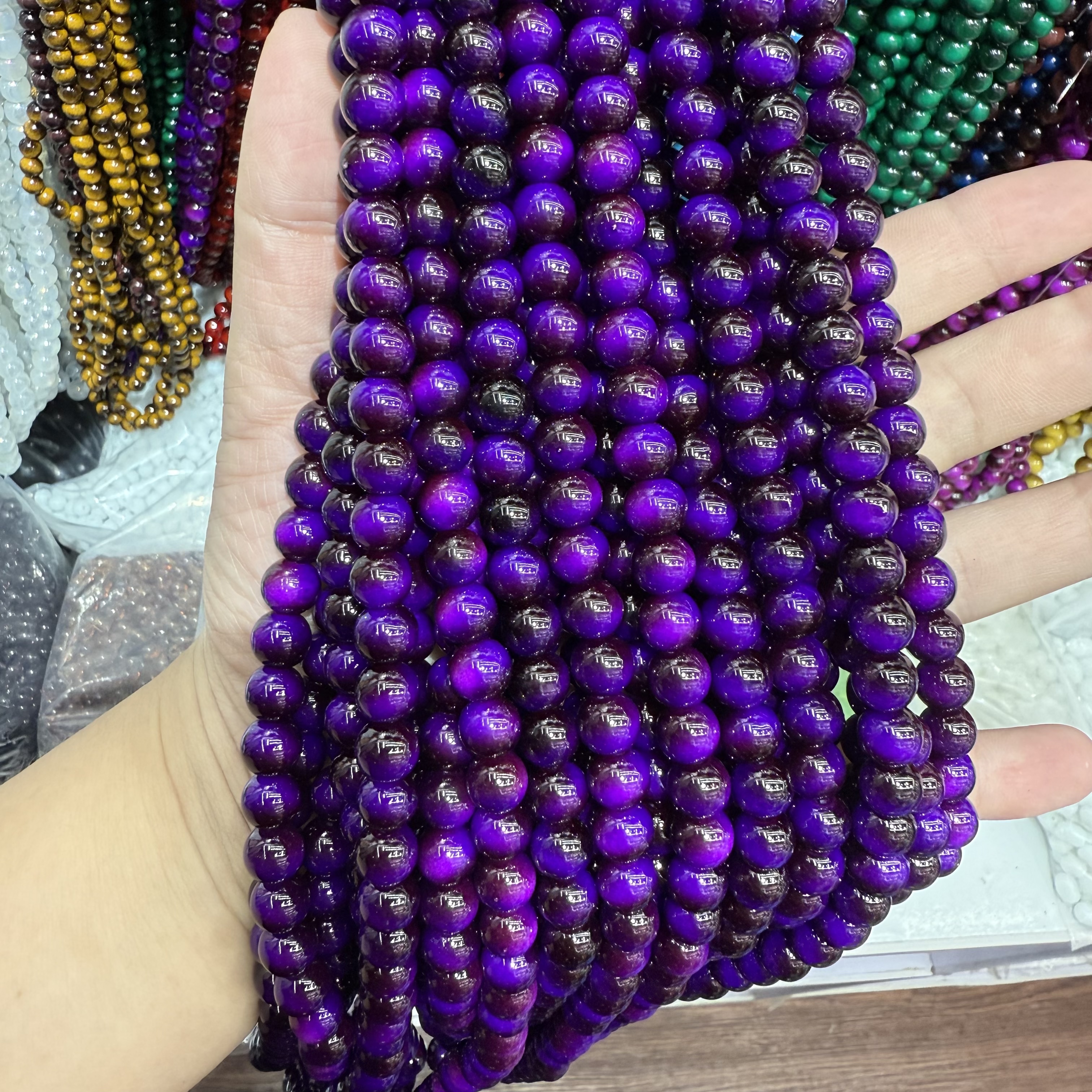 High-quality glass imitation natural yellow tiger's eye stone loose beads, retro gemstone bracelet round beads, DIY glass jewelry accessories, DIY accessories detail image 6