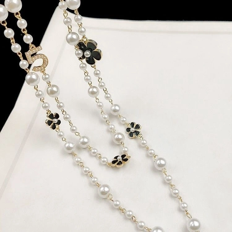 New Chinese-style pearl necklace, light luxury sweater, long full diamond 5, elegant and high-end multi-layer accessory design, fashionable new Chinese-style pearl necklace, light luxury sweater, long full diamond 5, elegant and high-end multi-layer accessory design, fashionable sweater chain detail image 2