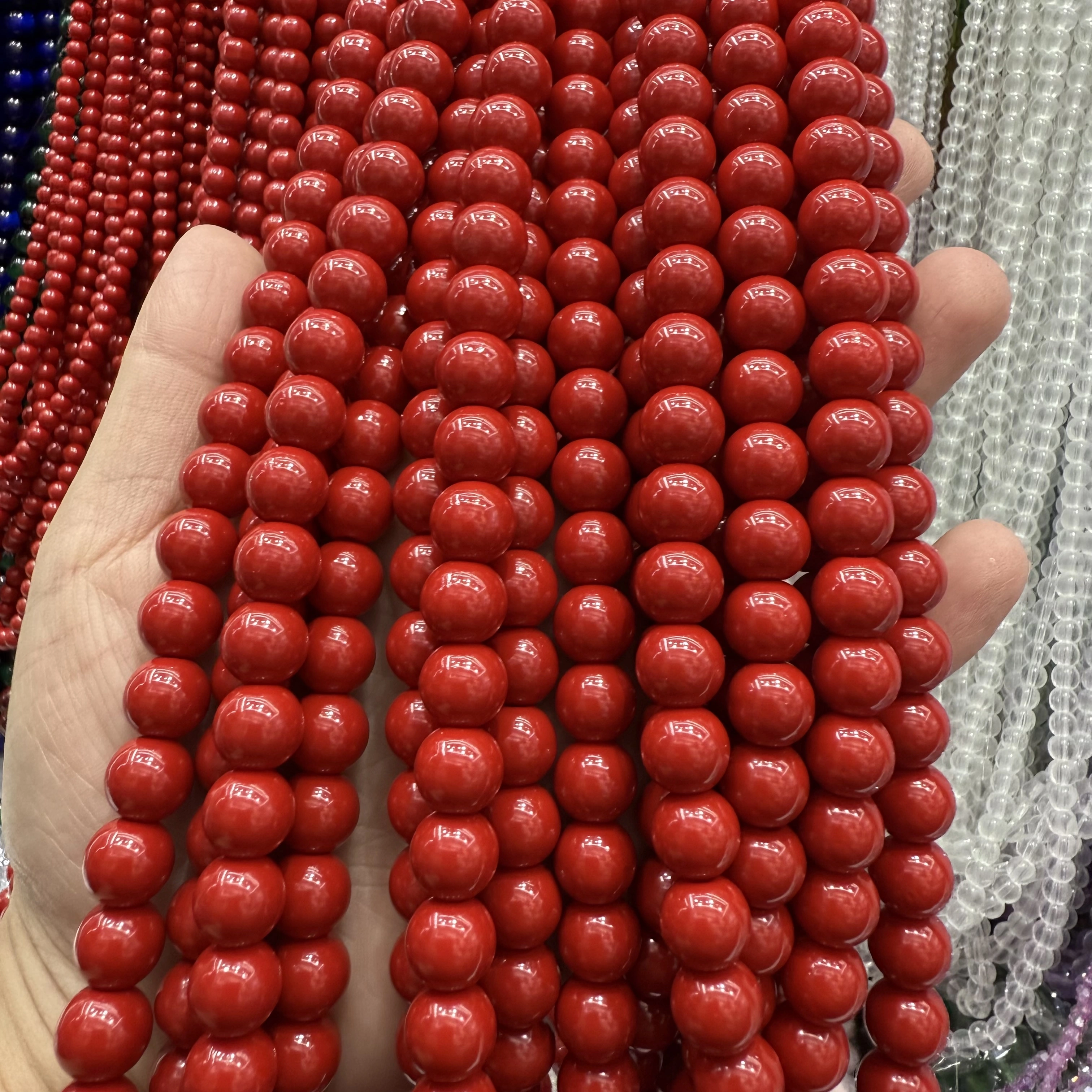 Factory direct supply of glass beads, loose beads, diy jewelry accessories, high-quality imitation cinnabar glass beads, wholesale in stock, diy accessories detail image 6