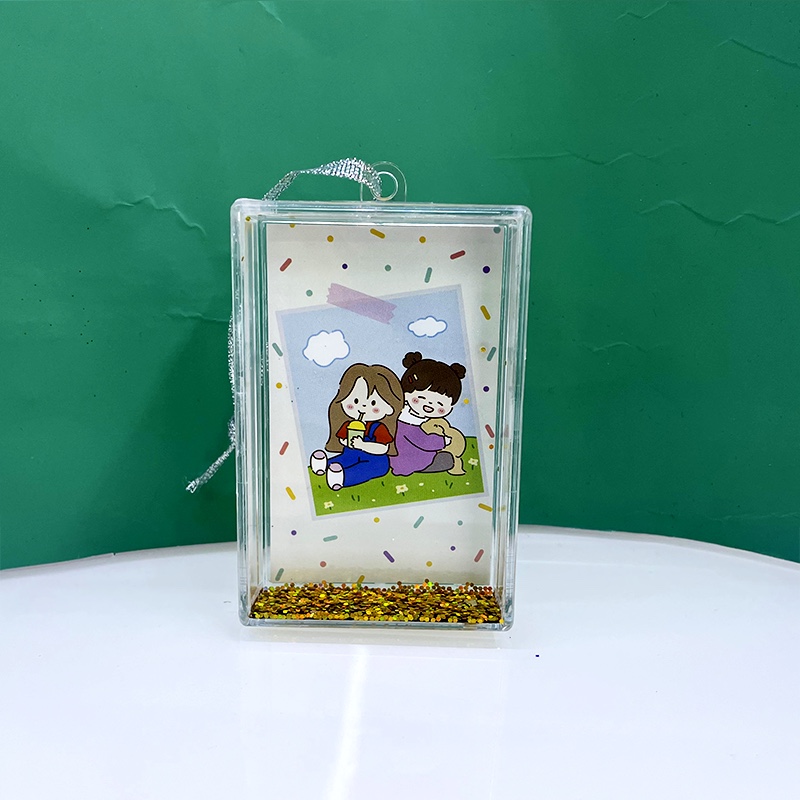 亚克力流沙亮片液体相框定制 流沙麻将3寸4寸6寸桌面摆件生日礼物详情图4