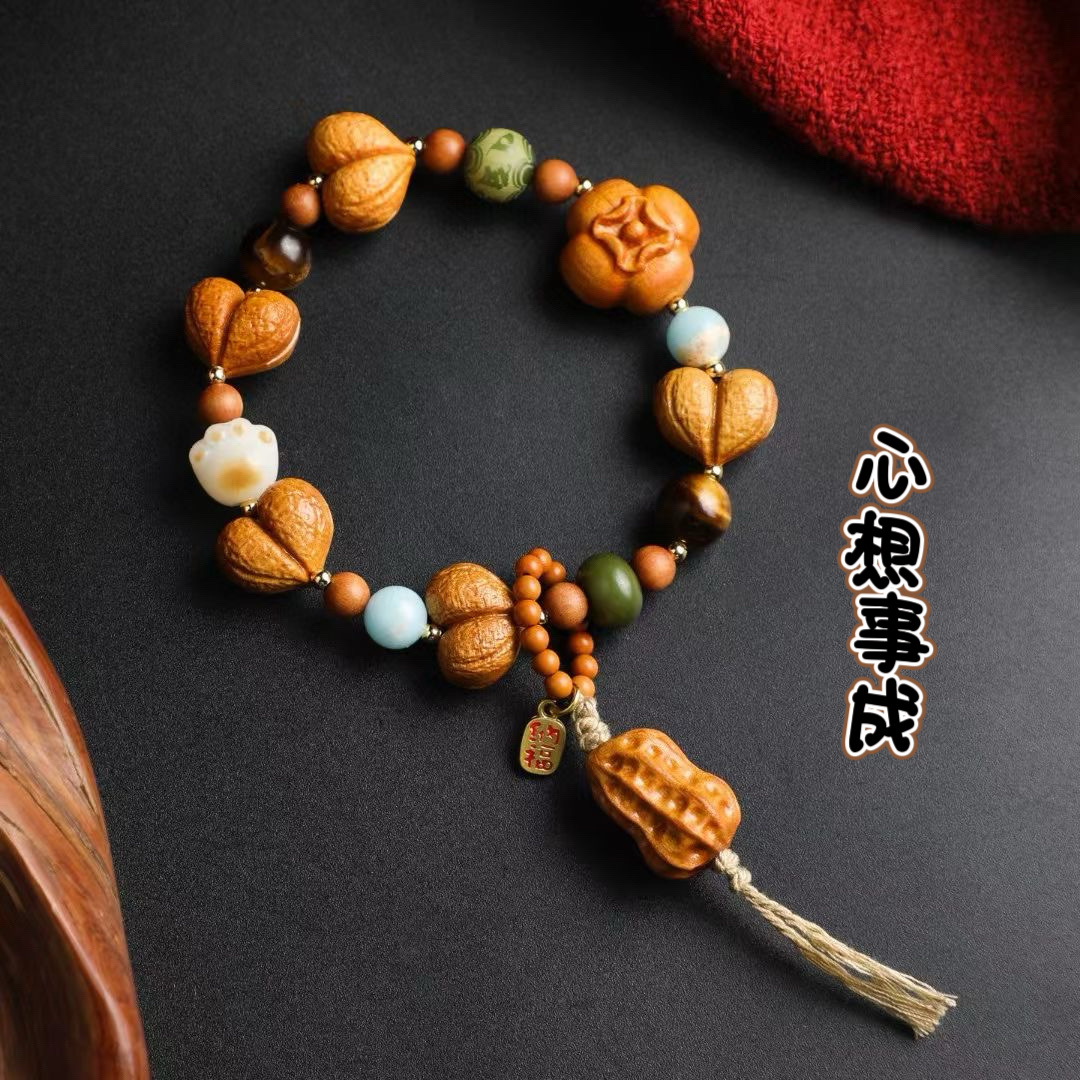 精工木雕檀木多宝手串文玩寓意盘玩好物批发产品图