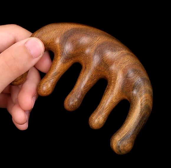 赵露思同款按摩梳子女防檀木头部经络梳头皮毛囊疏通刮痧脱发养发绿檀木详情图3