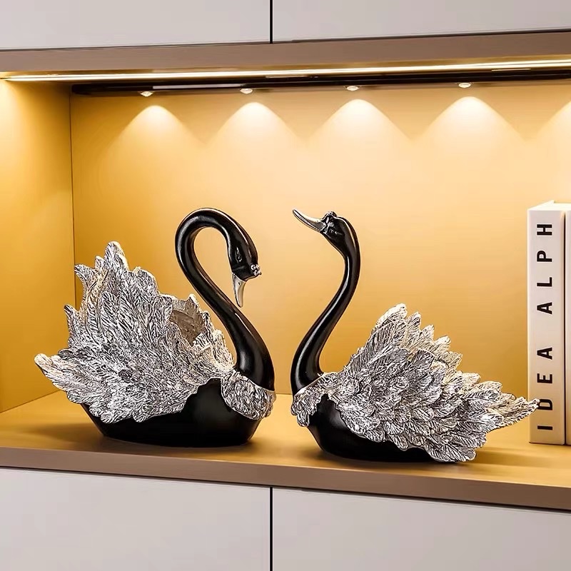 德国高级感天鹅酒架摆件家居客厅酒柜电视柜装饰品餐边柜轻奢摆件