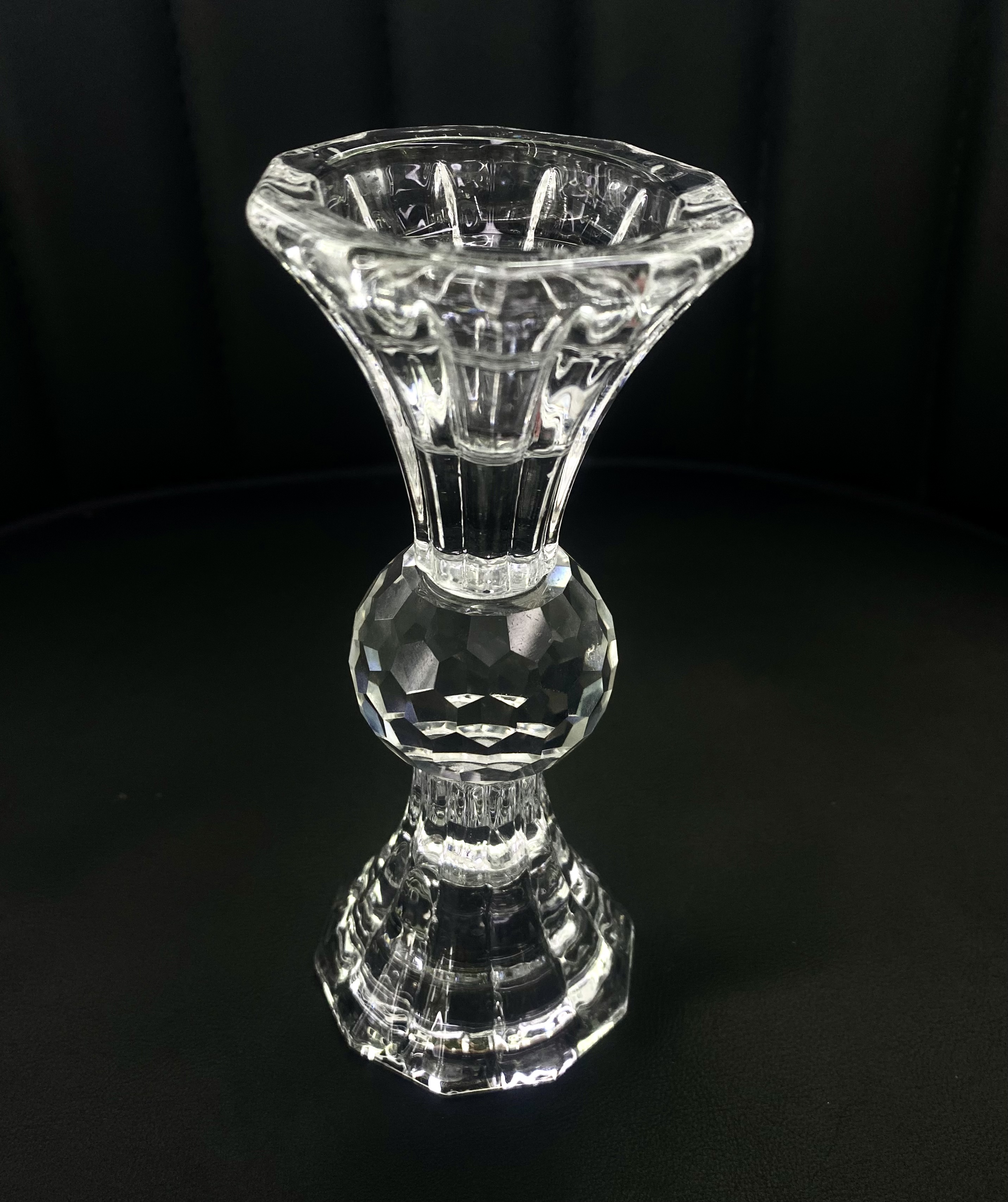 厂家直销批发供应水晶工艺品摆件中间一颗球俩头烛台头 八角头烛台 精致工艺品摆件 家居设计理念摆件