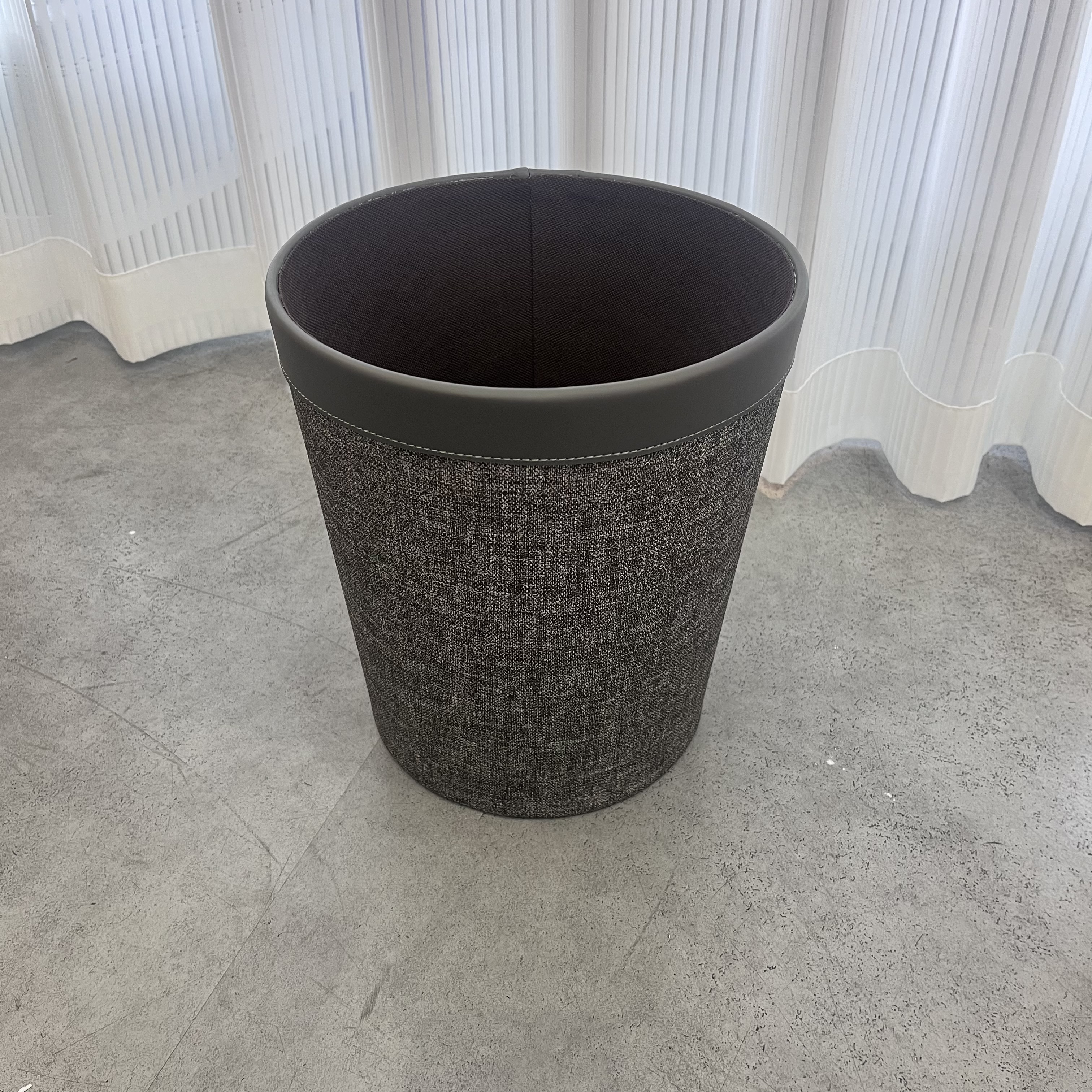 圆形垃圾桶  新款拼皮彩色牛仔纹