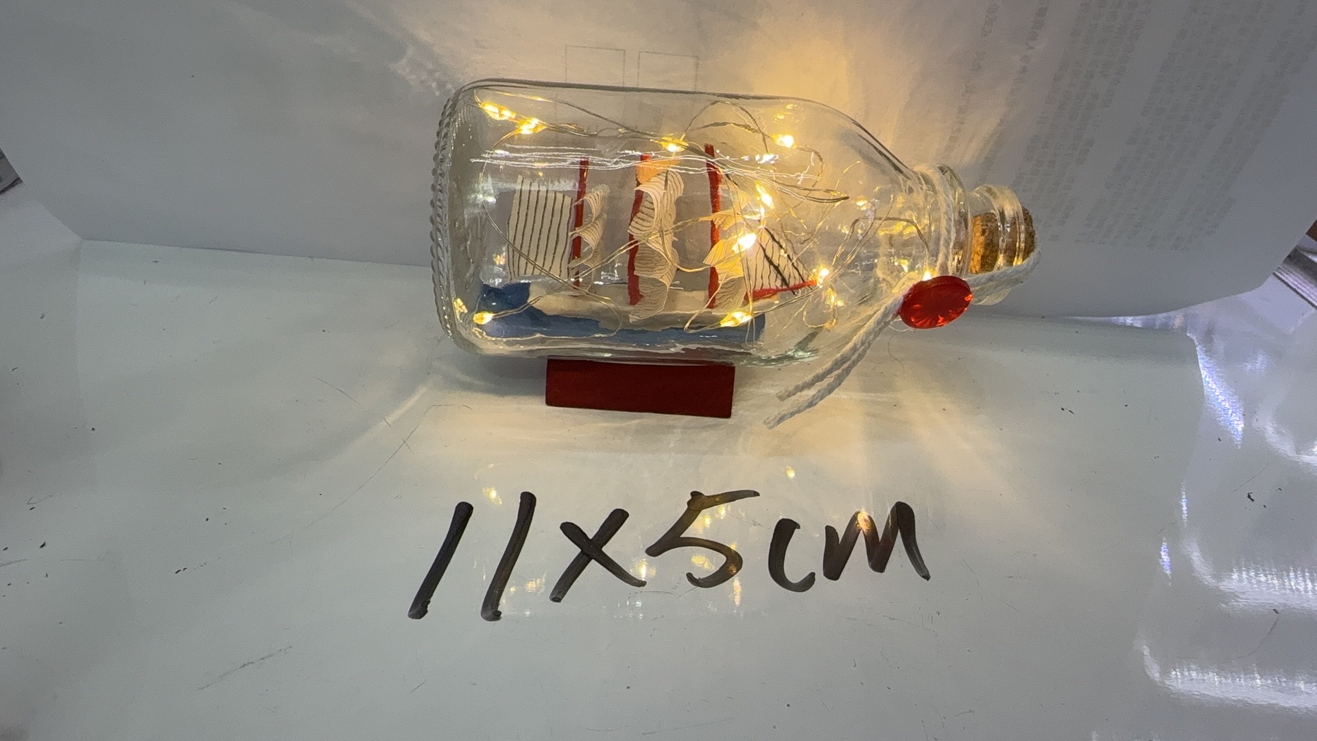 带灯帆船漂流瓶装饰摆件创意家居用品多色款