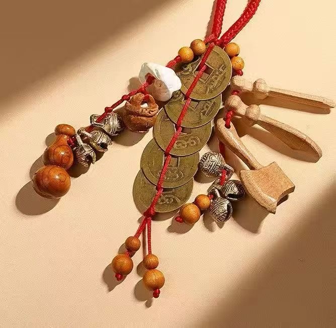 2025辟某邪好运幸运儿童挂件别针防惊2026爆款厂家直销桃木桃核配件枣木葫芦