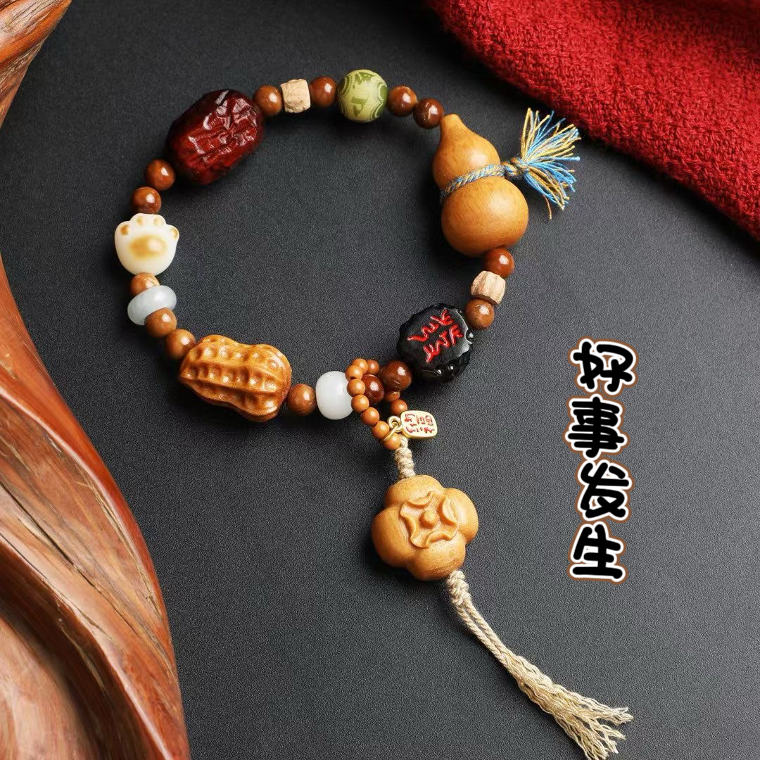 精工木雕檀木多宝手串文玩寓意盘玩好物批发详情图3