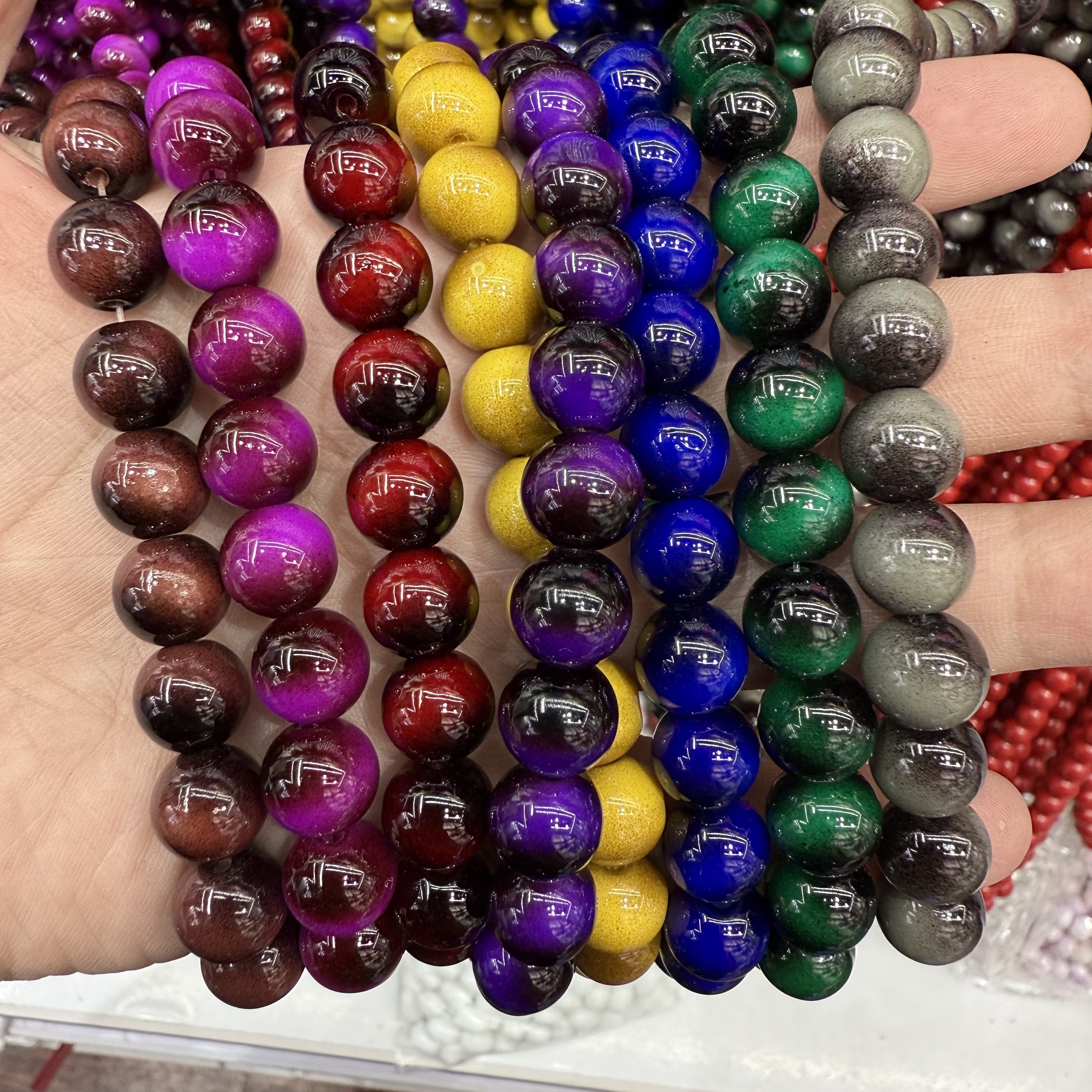 High-quality glass imitation natural yellow tiger's eye stone loose beads, retro gemstone bracelet round beads, DIY glass jewelry accessories, DIY accessories detail image 2