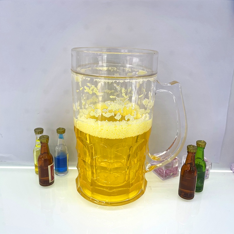 Prank beer mugs, simulated drink cups, large plastic double-layer chilled beer bar decorations, prank toys detail image 4