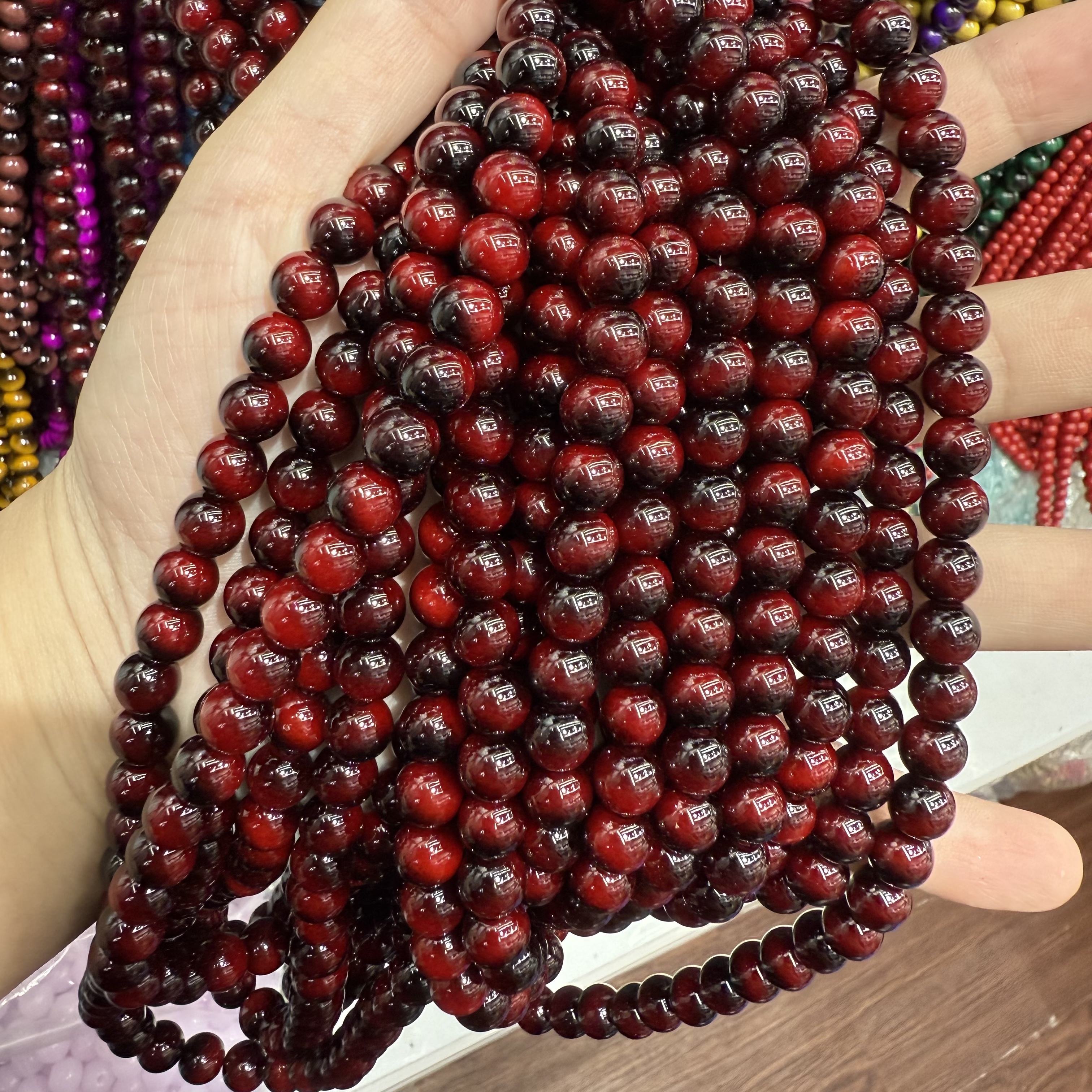 High-quality glass imitation natural yellow tiger's eye stone loose beads, retro gemstone bracelet round beads, DIY glass jewelry accessories, DIY accessories detail image 7